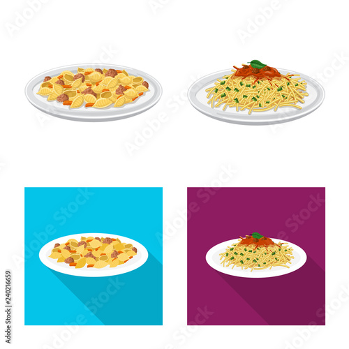 Vector illustration of pasta and carbohydrate logo. Set of pasta and macaroni stock symbol for web.