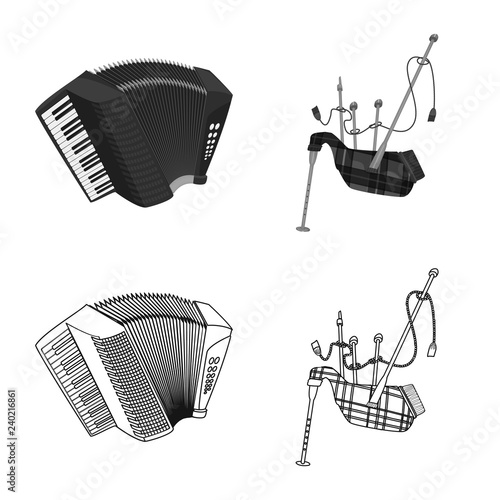 Isolated object of music and tune sign. Set of music and tool vector icon for stock.