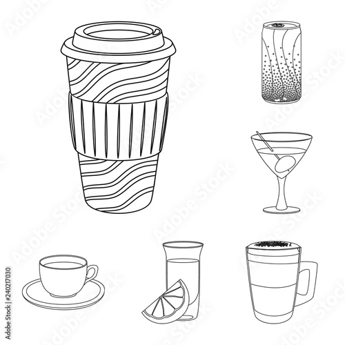 Vector design of drink and bar symbol. Set of drink and party vector icon for stock.