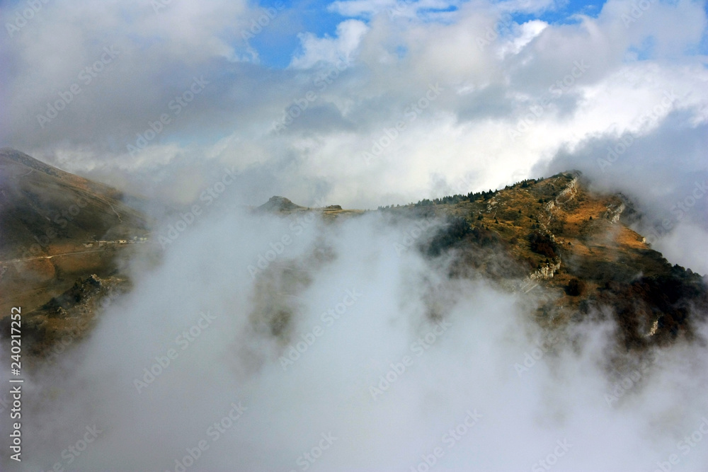 Clouds in the mountains of Monte Baldo, Italy