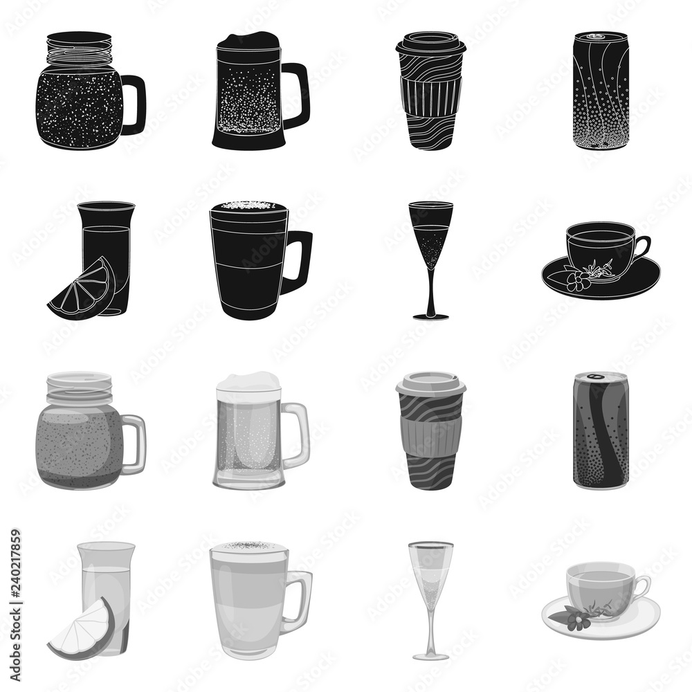 Vector illustration of drink and bar symbol. Set of drink and party stock symbol for web. Vector illustration of drink and bar symbol. Set of drink and party stock symbol for web.