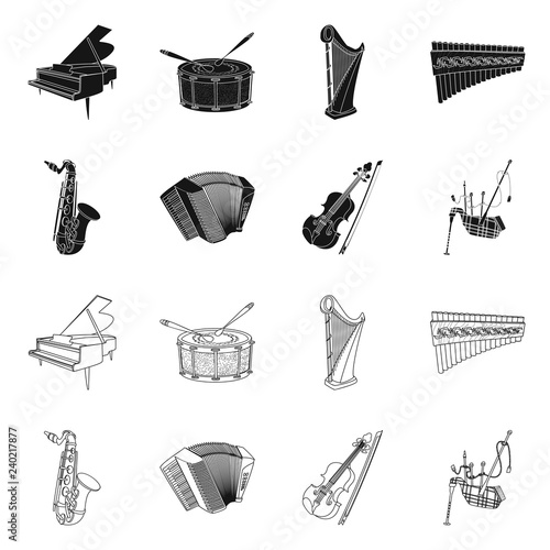 Vector illustration of music and tune sign. Collection of music and tool stock symbol for web.