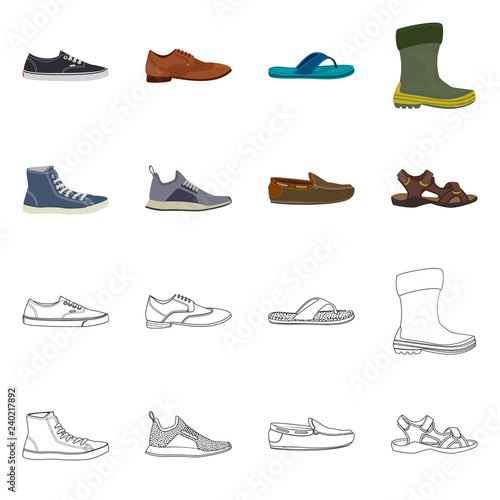 Vector illustration of shoe and footwear icon. Set of shoe and foot stock vector illustration.