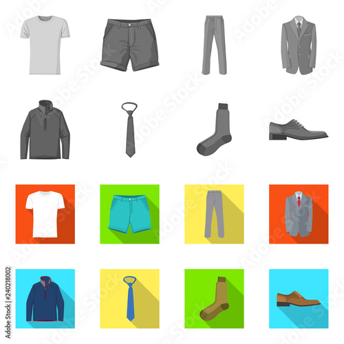 Vector design of man and clothing symbol. Collection of man and wear vector icon for stock.