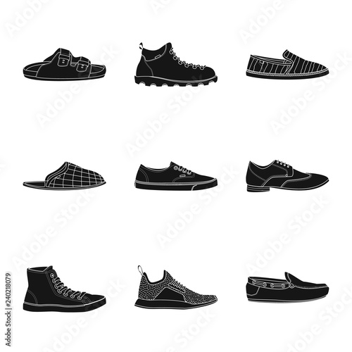 Vector design of shoe and footwear symbol. Collection of shoe and foot vector icon for stock.
