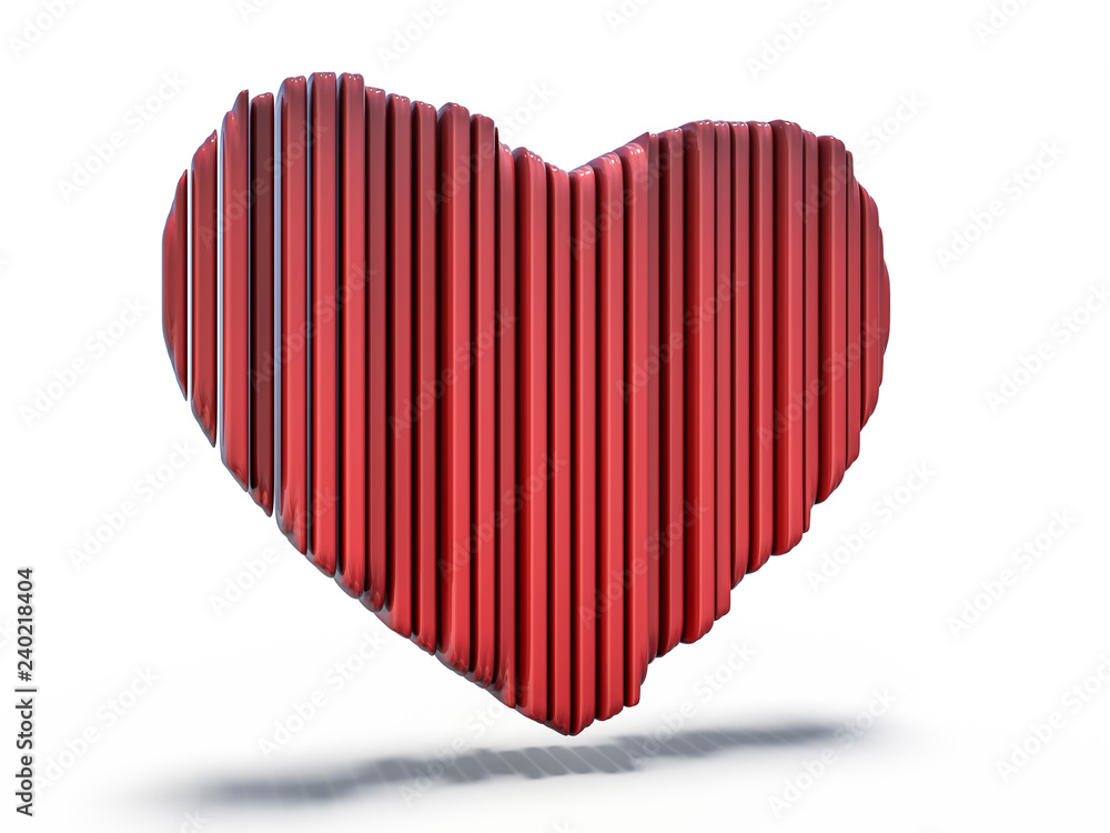 Red heart gemstone on isolated background. 3D Red heart gemstone on isolated background. 3D