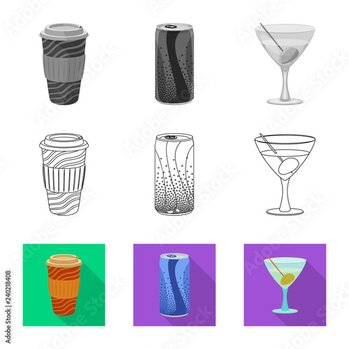 Vector design of drink and bar logo. Collection of drink and party stock vector illustration.