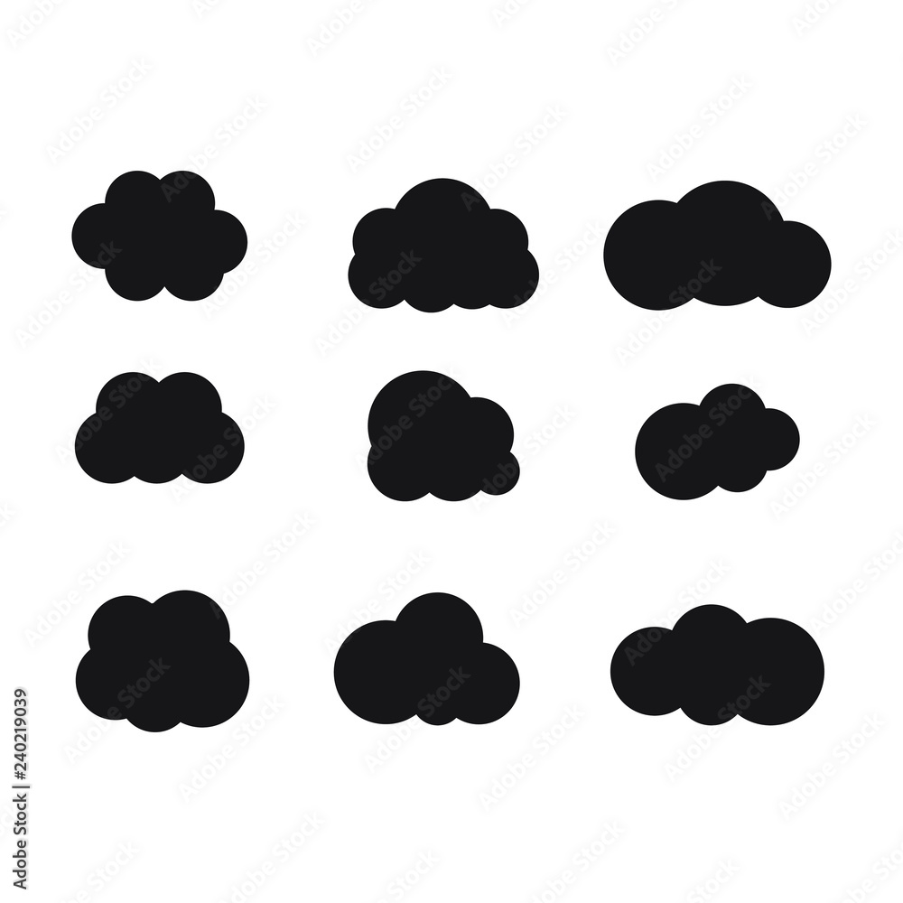 Set of cloud icons. Collection of different clouds, label, symbol. Graphic vector design element for logo, web and print. Set of cloud icons. Collection of different clouds, label, symbol. Graphic vector design element for logo, web and print.