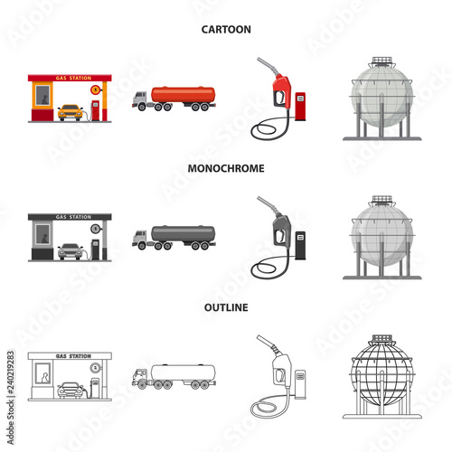 Vector illustration of oil and gas icon. Collection of oil and petrol stock symbol for web.
