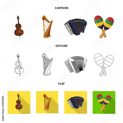 Vector design of music and tune symbol. Set of music and tool vector icon for stock.