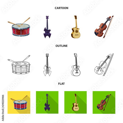 Vector illustration of music and tune symbol. Set of music and tool vector icon for stock.