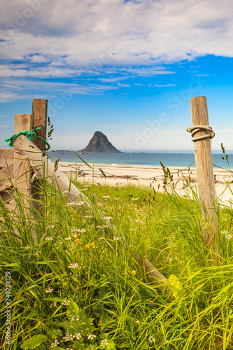 Sea coast sandy beach in resort Bleik Andoya Norway photo