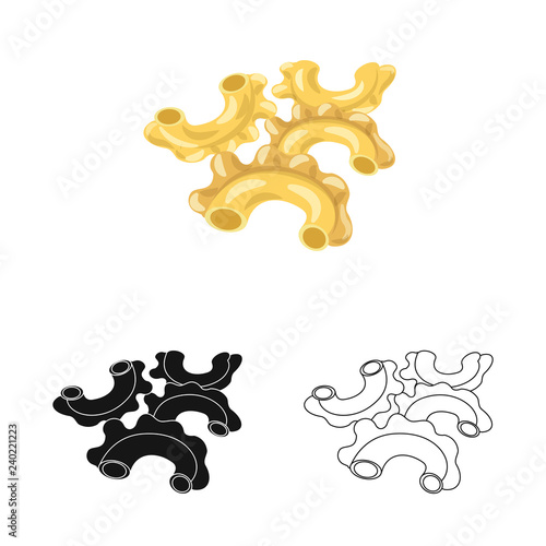 Vector illustration of pasta and carbohydrate symbol. Set of pasta and macaroni vector icon for stock.