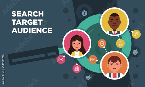 Vector research people searching target audience illustration