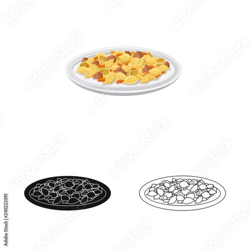 Vector illustration of pasta and carbohydrate logo. Collection of pasta and macaroni stock symbol for web.