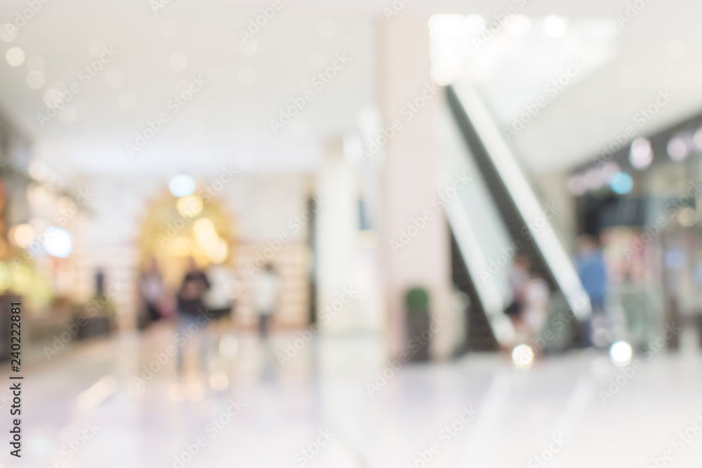 Abstract blur escalators at the modern shopping mall interior defocused background Abstract blur escalators at the modern shopping mall interior defocused background