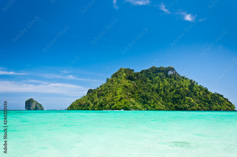 tropical island with blue sky