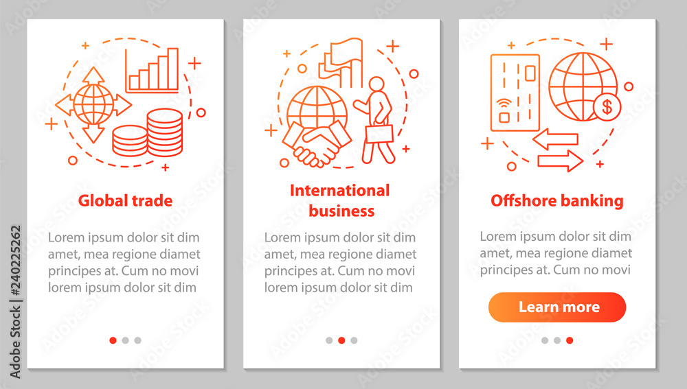 International relations onboarding mobile app page screen with l International relations onboarding mobile app page screen with l