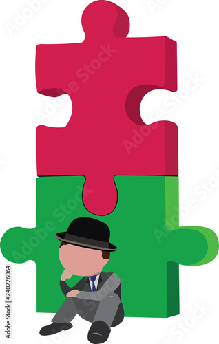 puzzle incastrati verticali con persona pensierosa 