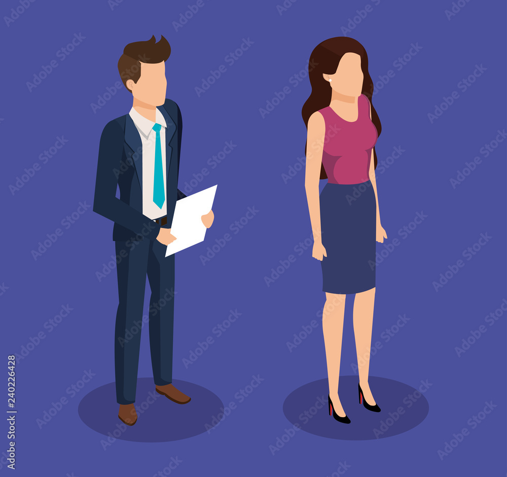 Fototapeta premium business couple avatars characters