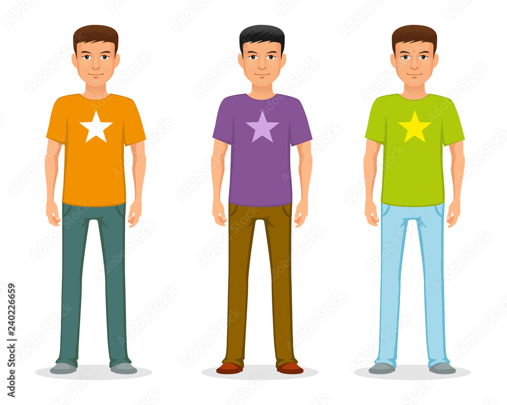 Young man in jeans and a t-shirt with a print. Casual fashion. Young man in jeans and a t-shirt with a print. Casual fashion.