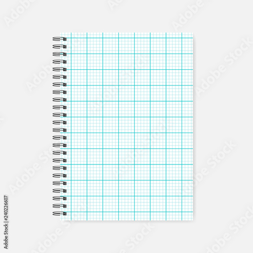 Spiral A4 notebook - cross section squared paper notepad, mock-up