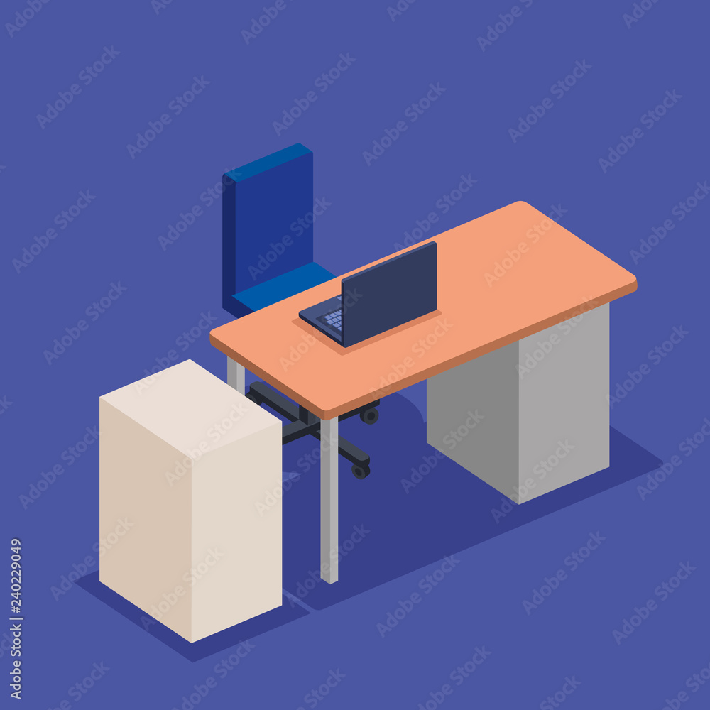 office workplace with desk and laptop scene office workplace with desk and laptop scene