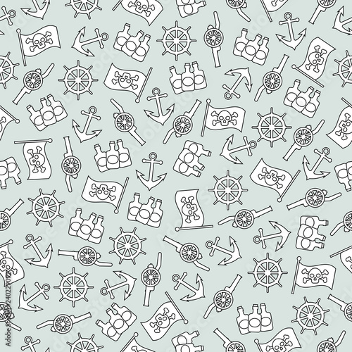 Seamless pattern on the pirates theme. For decoration, wrapping, print or advertising. 