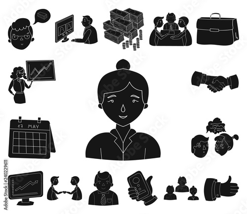 Business Conference And Negotiations black icons in set collection for design.Business and training vector symbol stock web illustration.