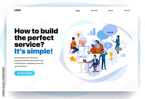 Web page design templates for management app, consulting, call center, perfect service. Modern vector illustration concepts for website and mobile website development