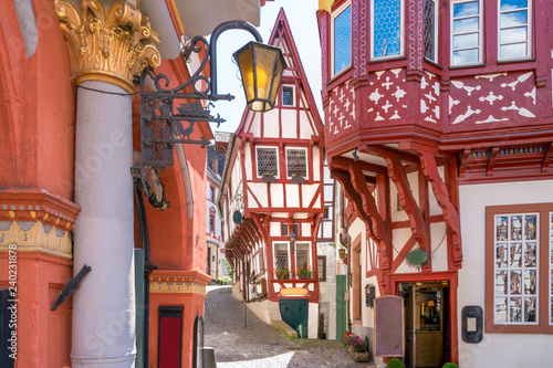 The medieval market square of Bernkastel-Kues, Germany. The twin town of Bernkastel-Kues is regarded as the most popular town and center of the Middle Moselle.