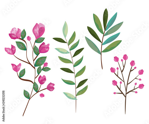 branch with leafs set styles icons