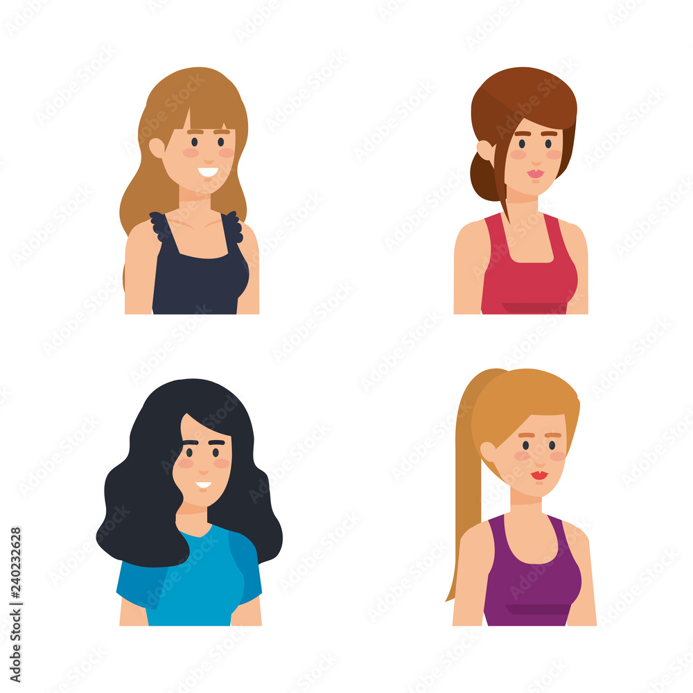 group of girls avatars characters group of girls avatars characters