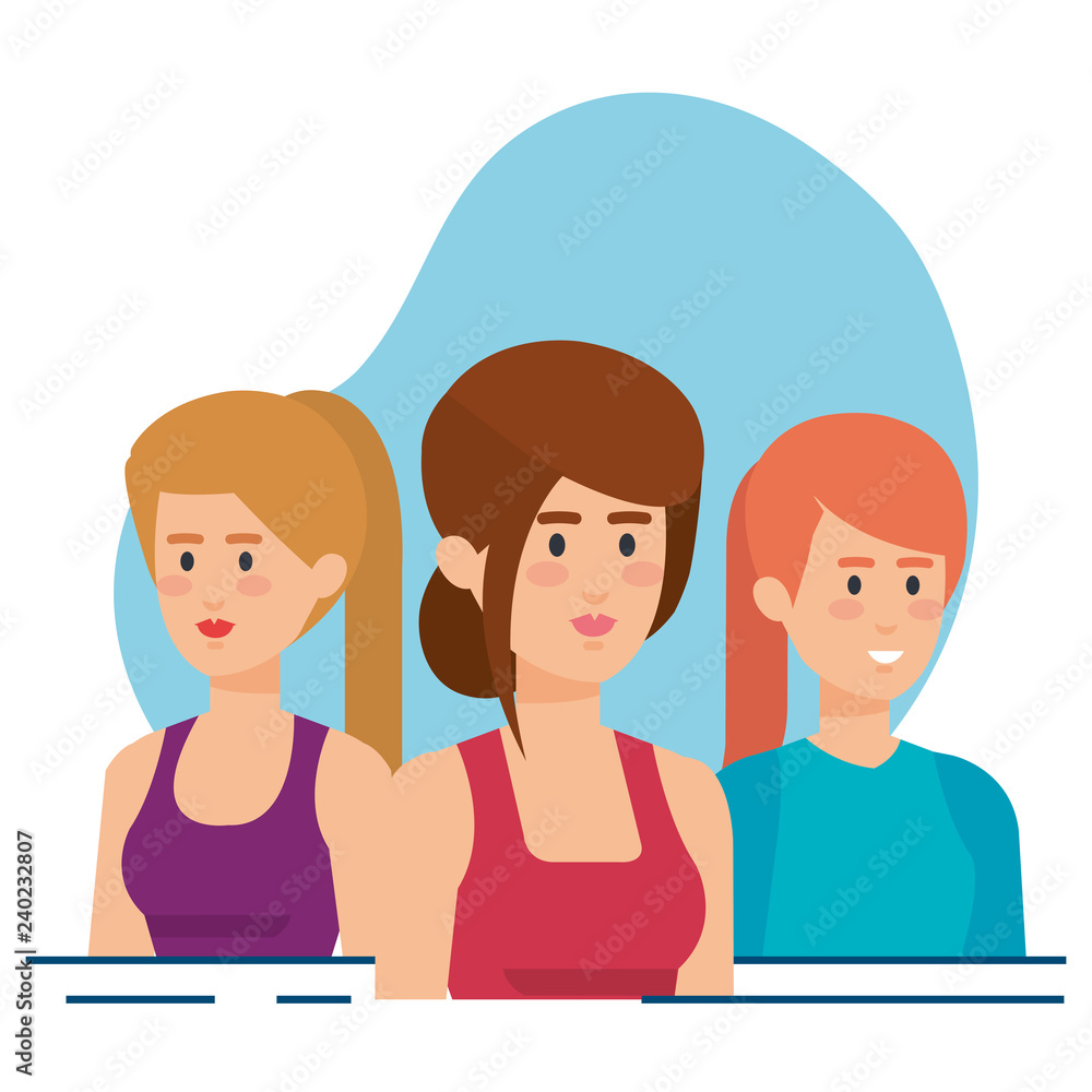 Fototapeta premium group of girls avatars characters