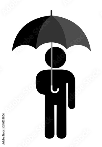 Man is holding umbrella - protection against rain and rainy weather. Male is not going to get wet under the tool. vector illustration © M-SUR