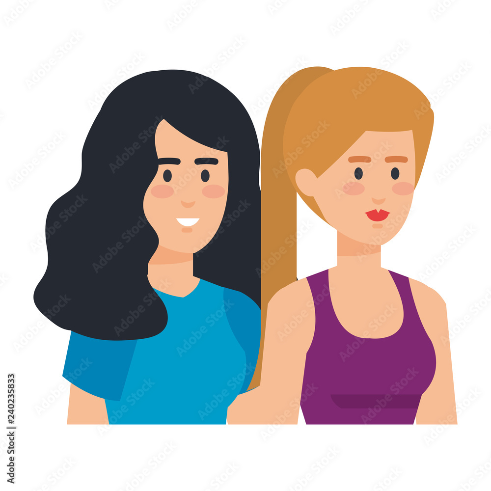 couple businesswomen avatars characters couple businesswomen avatars characters