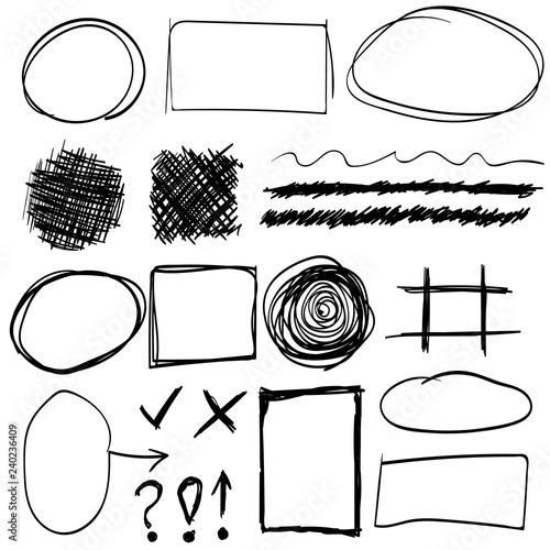 Abstract sketched scribble shapes