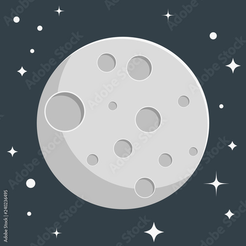 Moon flat design with stars