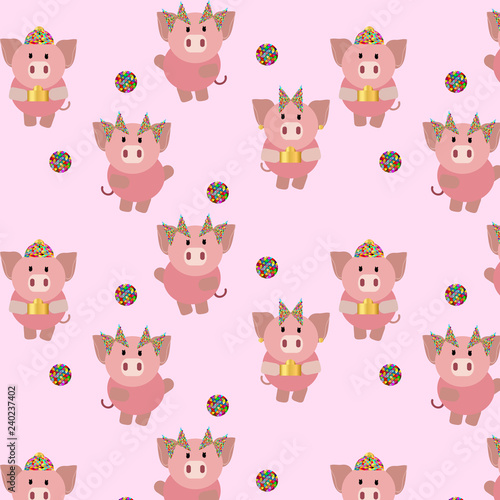 pig chinese new year seamless pattern 2