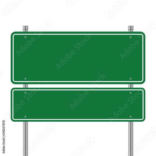 Side road blank green sign. 3d illustration isolated on white background
