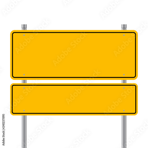 Side road blank yellow sign. 3d illustration isolated on white background