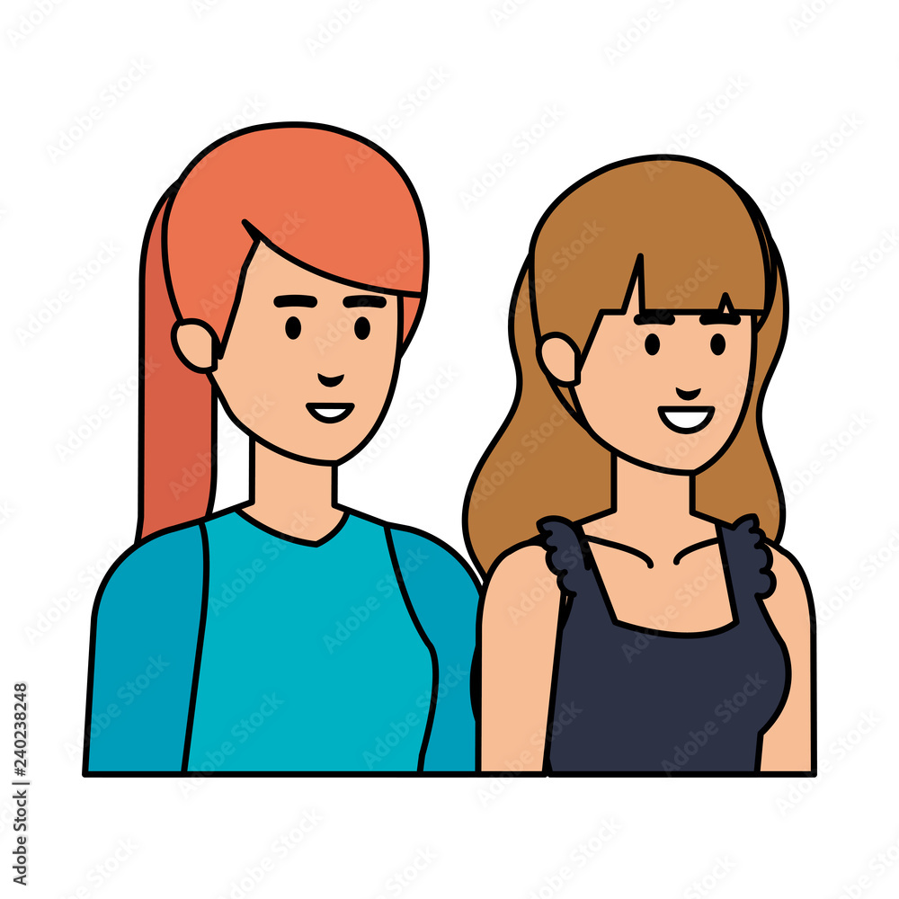 couple businesswomen avatars characters couple businesswomen avatars characters
