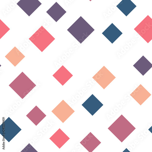 Seamless abstract geometric pattern of squares in random order. Funny, happy and children theme. Simple flat vector illustration. © pyty