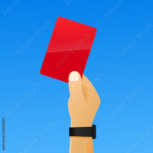 Hand holding red card vectror illustration.