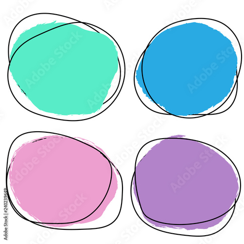 Abstract round banner set. Colorful creative vector icons. Paint stroke banners. Circle frame set.