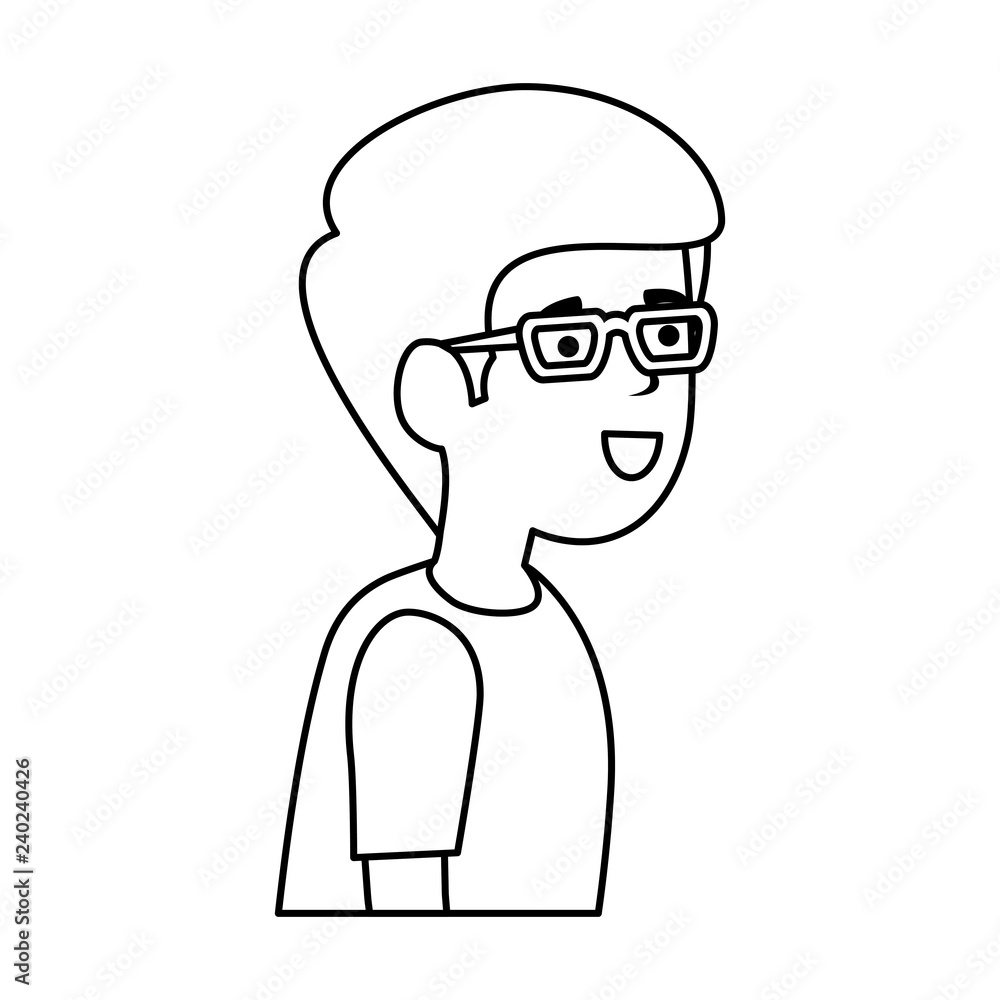young and casual man with glasses character