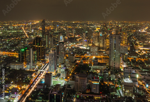 The evening and night lights of Bangkok when viewed from a corner on December 6, 2018. © Teerayuth