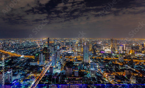 The evening and night lights of Bangkok when viewed from a corner on December 6  2018.