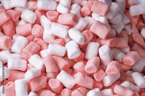 sweet pink and white marshmallow close-up