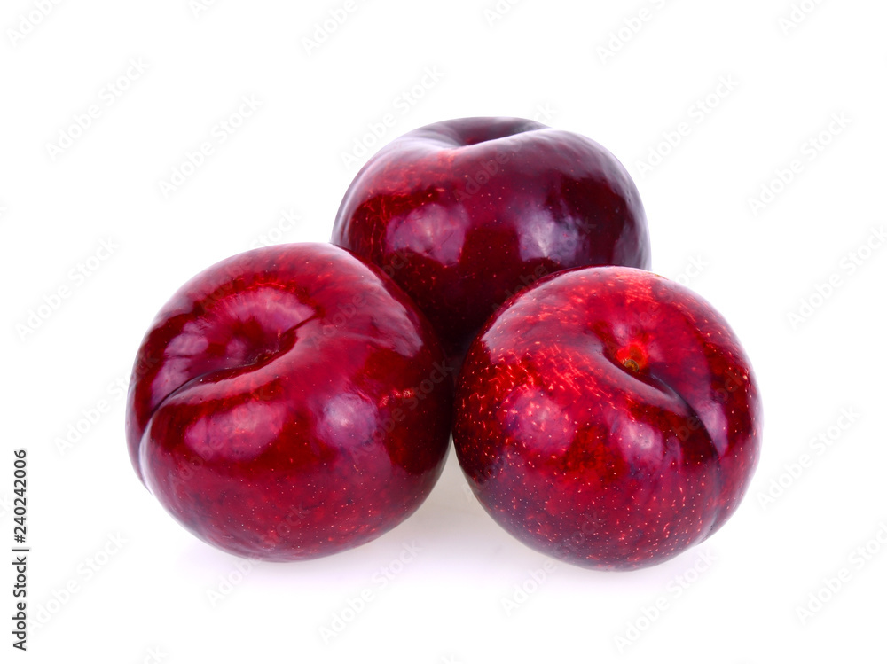 red cherry plum isolated on white background